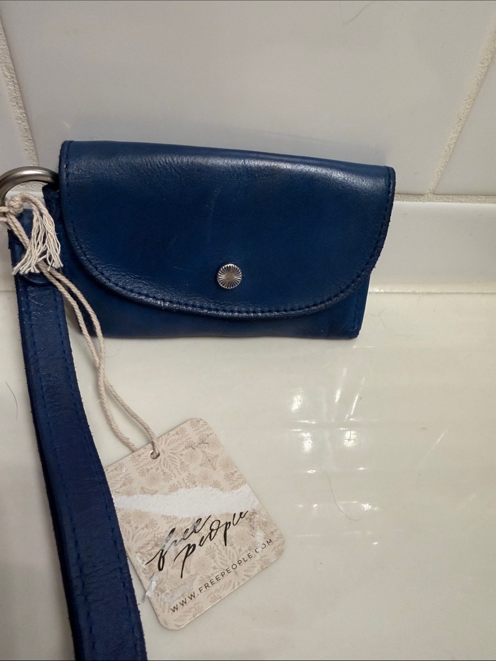 Free People Blue Leather Clutch Wristlet - Picture 7 of 7